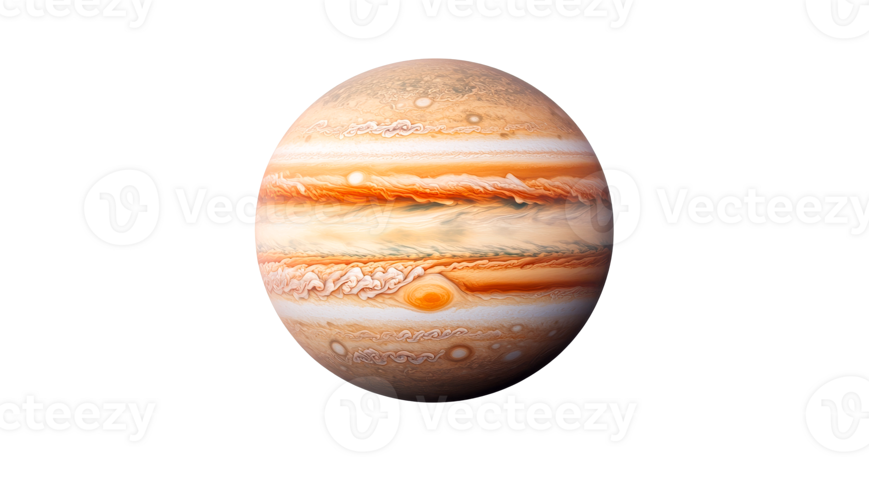 Gas giant Jupiter featuring Great Red Spot, cut out transparent png