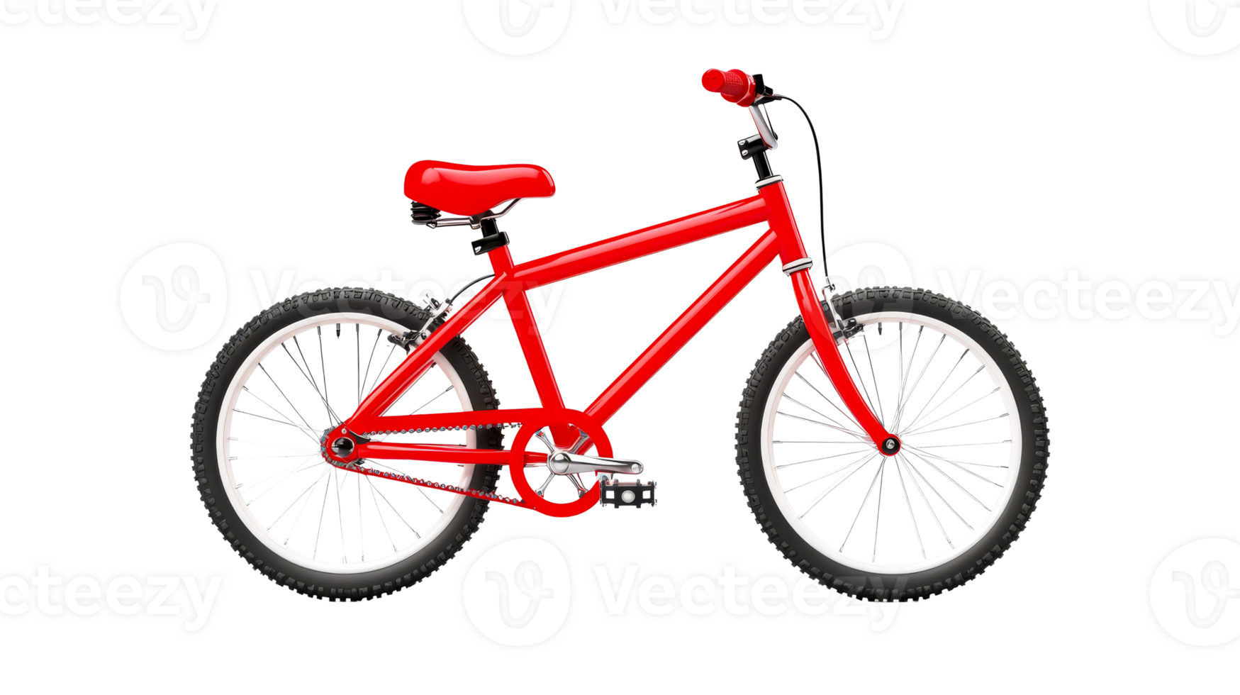 Vivid Red Bike with Black Knobby Tires, Cut Out Transparent png