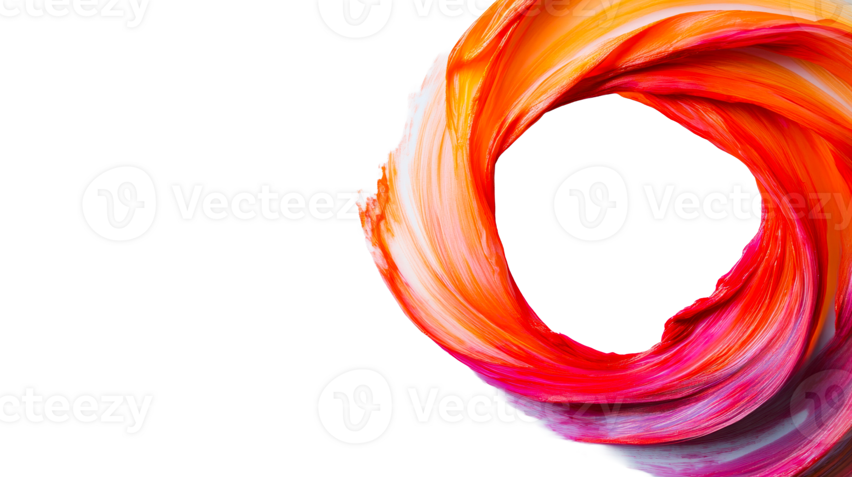 Swirling blend of vibrant colors in an abstract ring shape, cut out transparent png