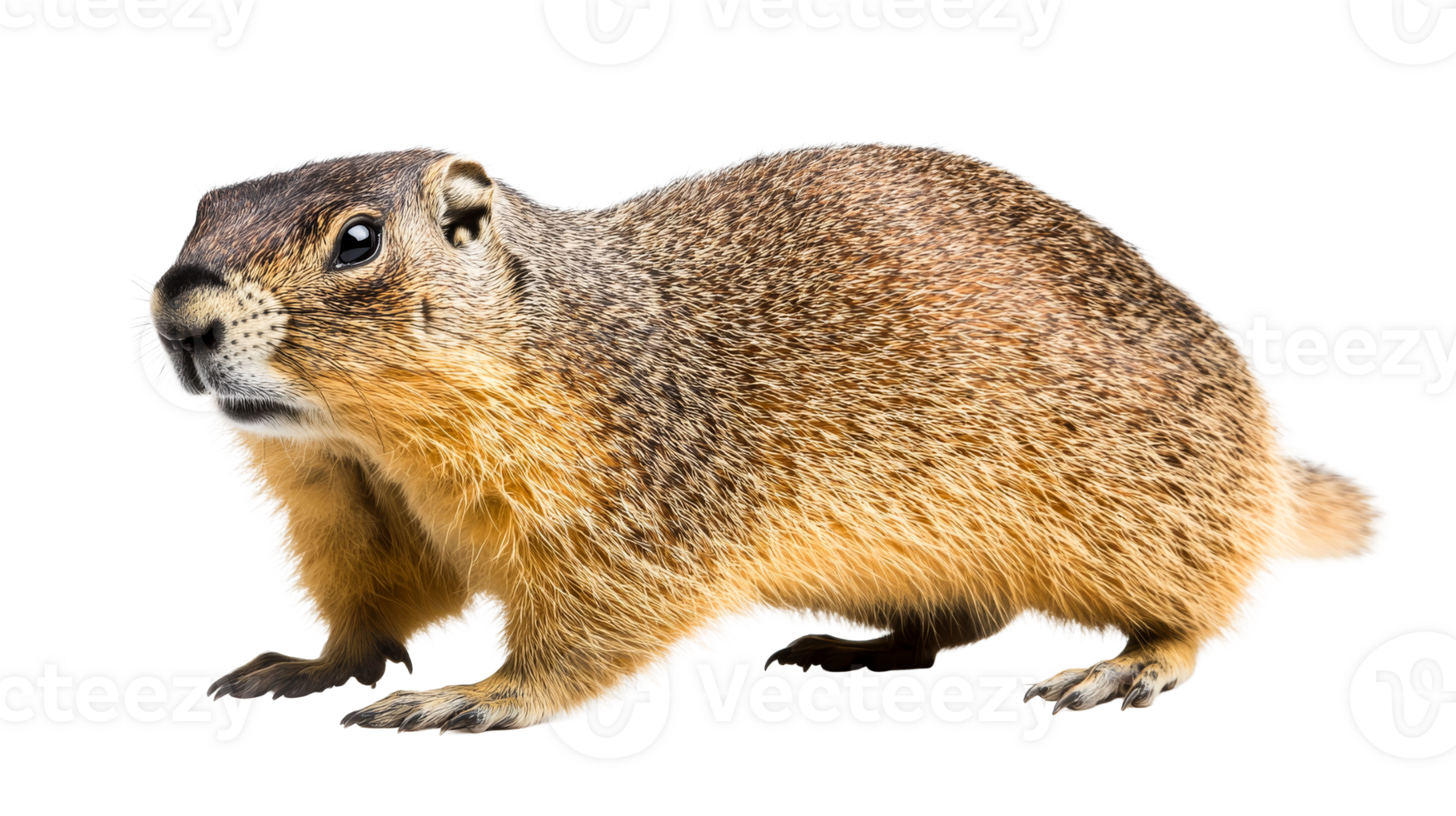 Groundhog portrait, Marmot closeup, North American wildlife, rodent, cut out transparent png
