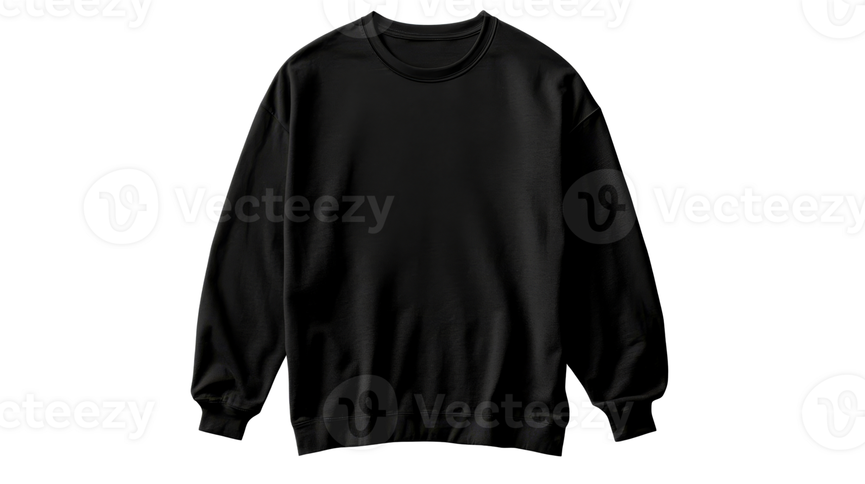 Black sweatshirt isolated on black background, blank apparel, cut out transparent png