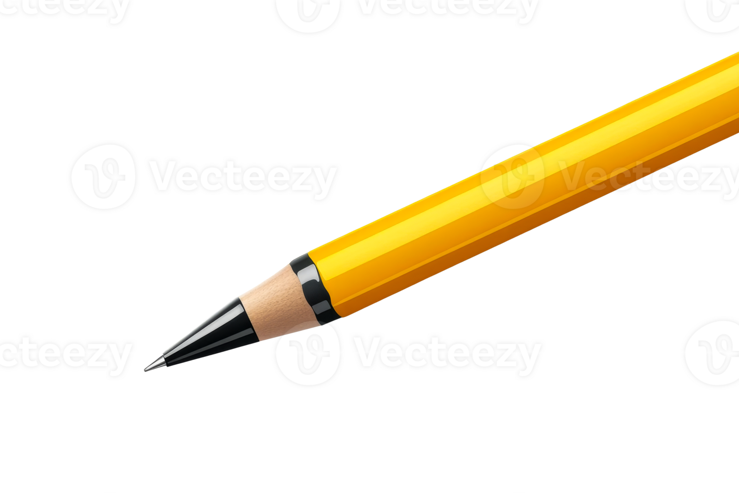 Pencil with a lead tip on a black background, cut out transparent png