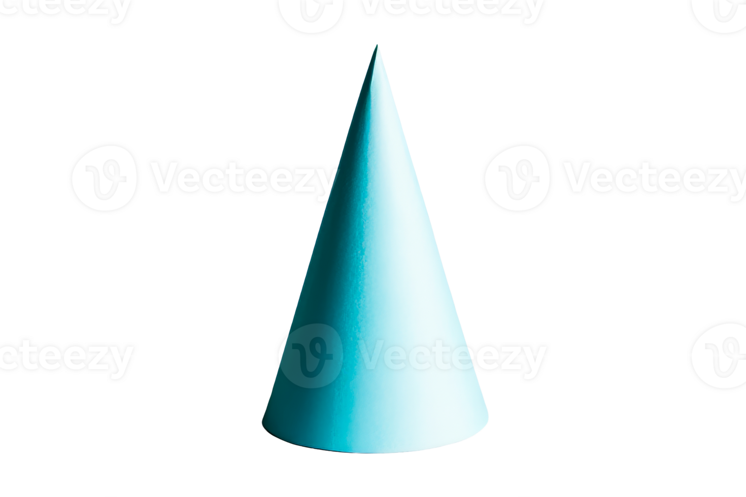 Cyan conical shape on a black background, cut out transparent png