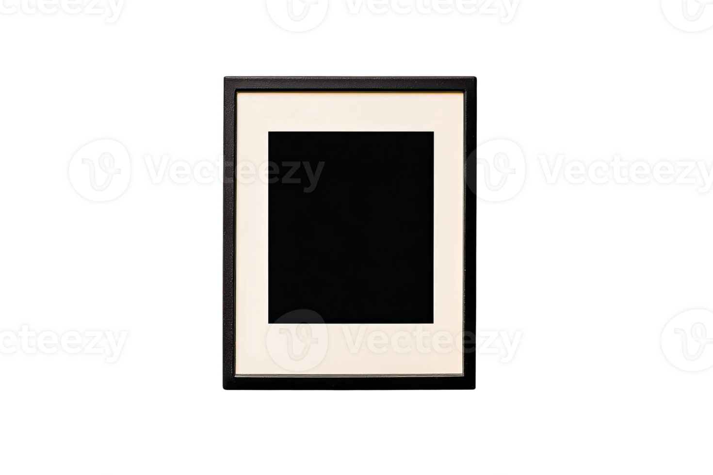 Black frame, beige passepartout, artwork template, isolated object, cut out transparent png