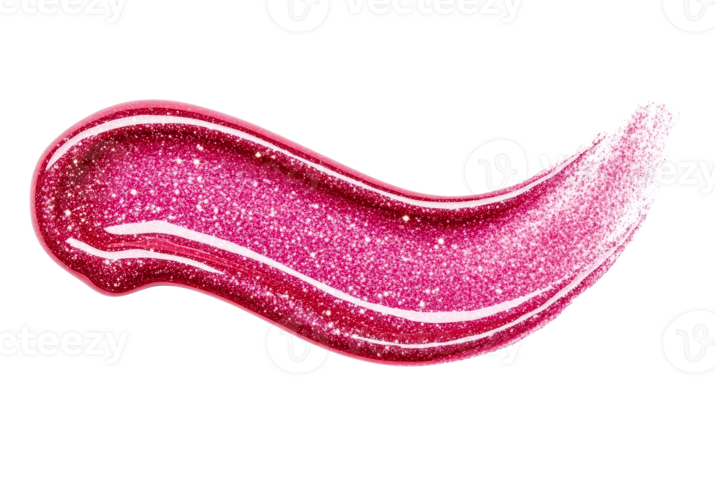 Glittering pink cosmetic smear on black background, cut out transparent png