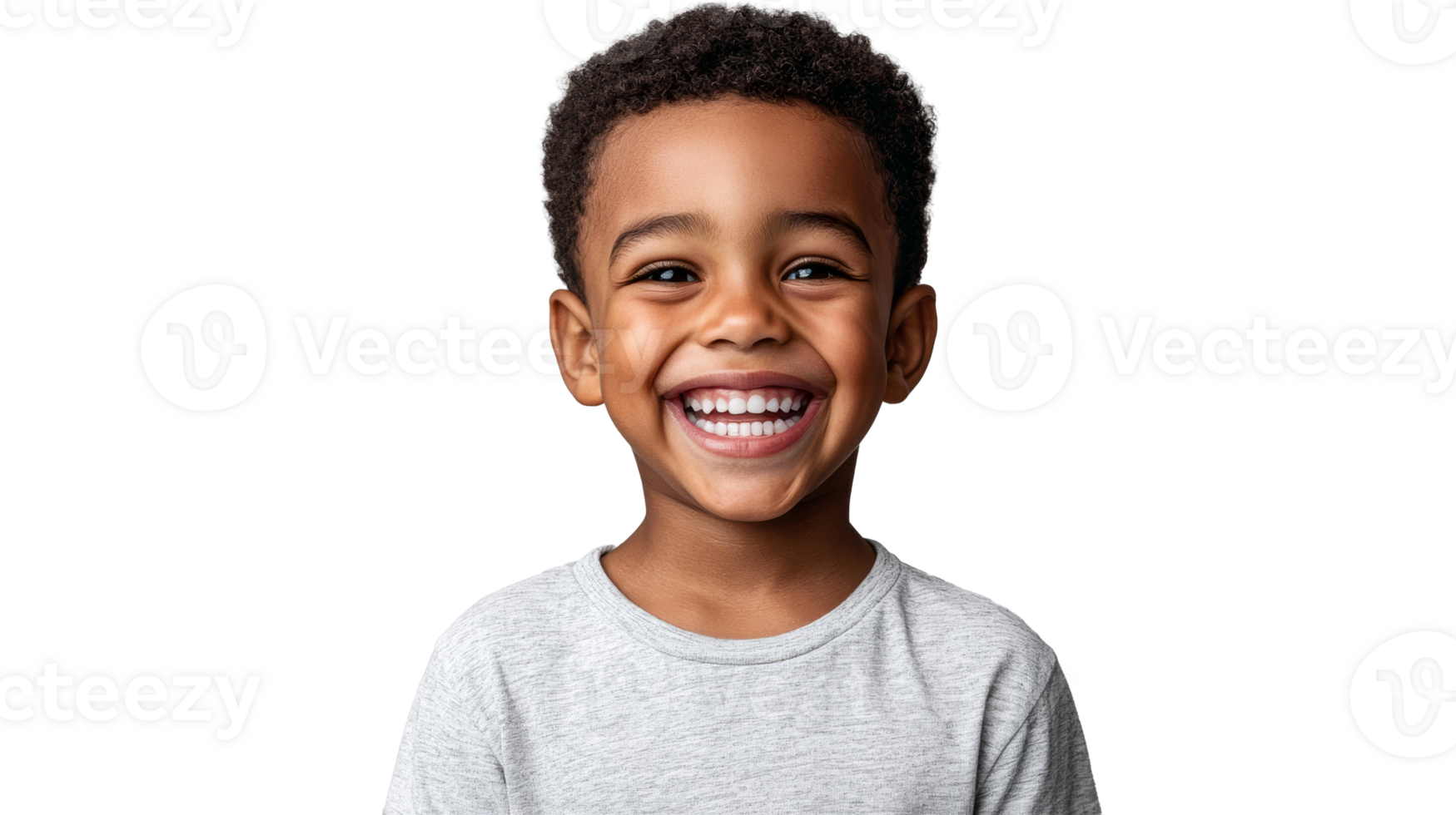 Cheerful cute boy with a beaming smile, cut out transparent png