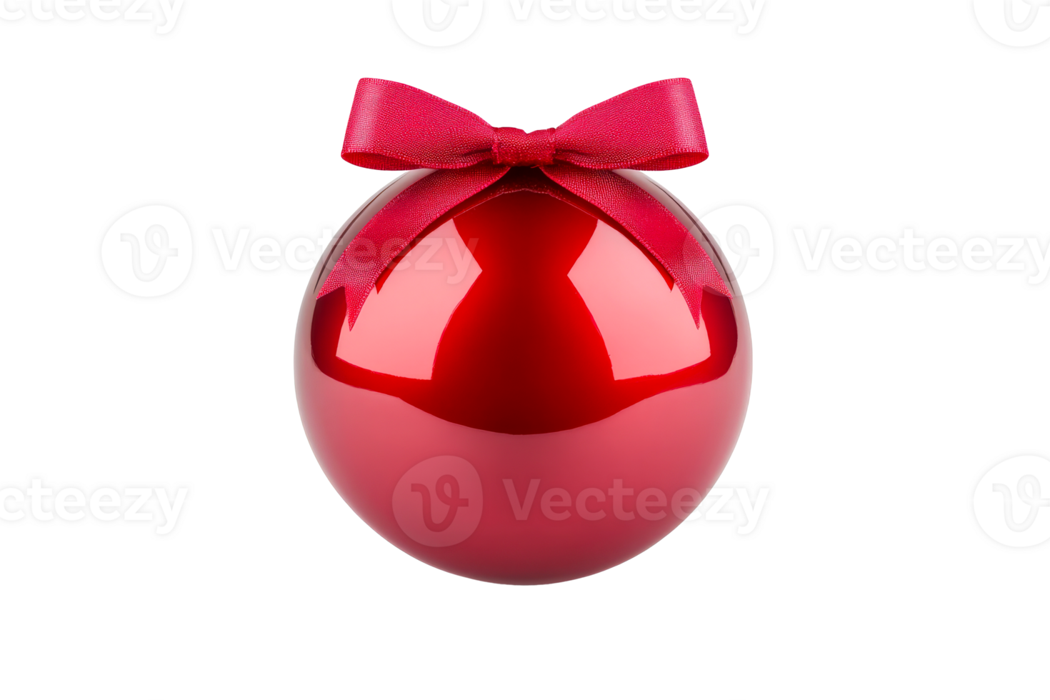 Red glass sphere with bow, decoration idea, abstract shape, cut out transparent png