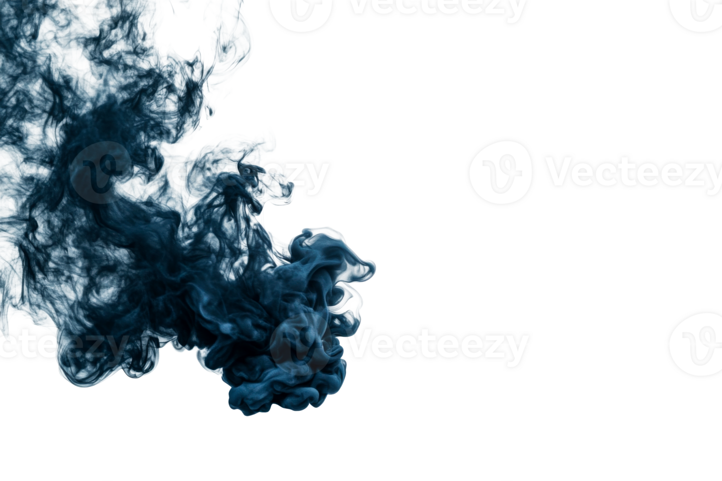 Ink cloud swirling in water, abstract movement, color mix, cut out transparent png