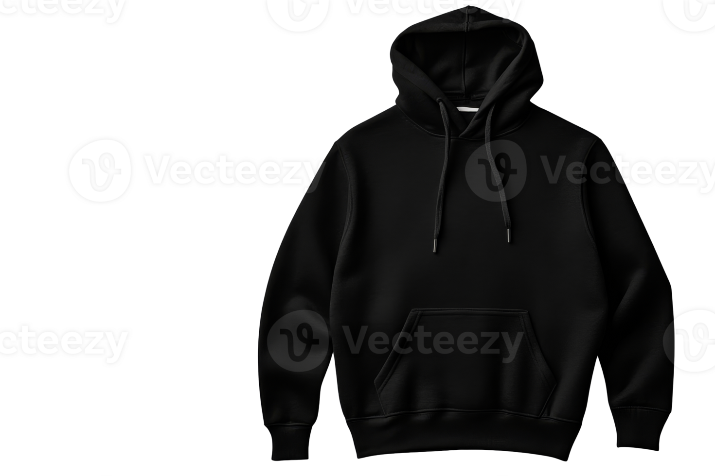 Stylish black hoodie apparel mockup on plain background, cut out transparent png