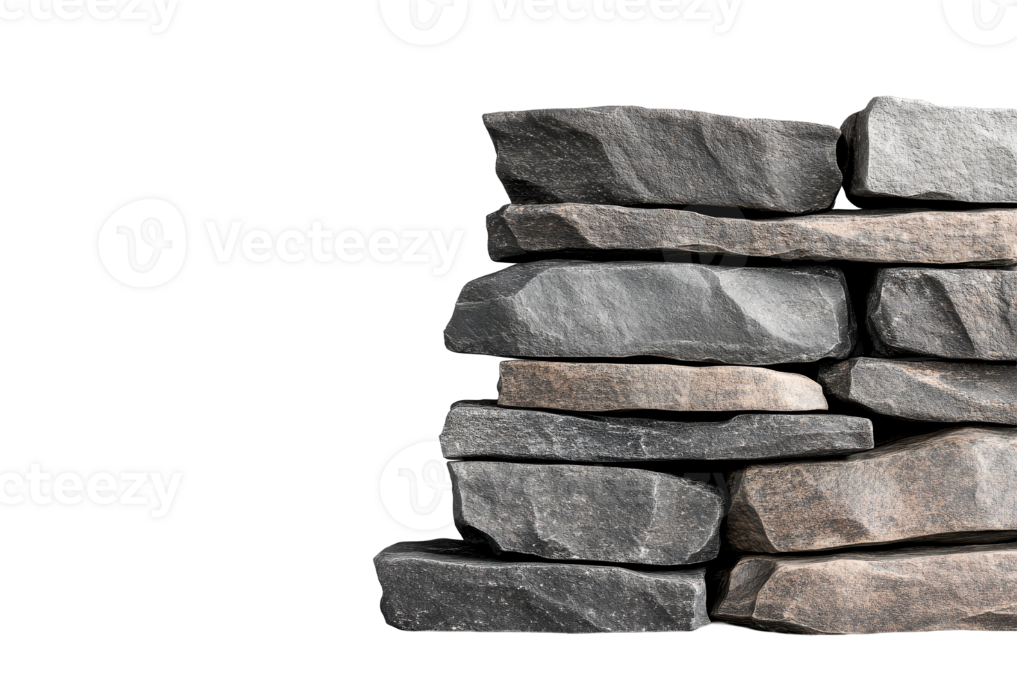 Stone wall textured background gray and brown, facade, cut out transparent png