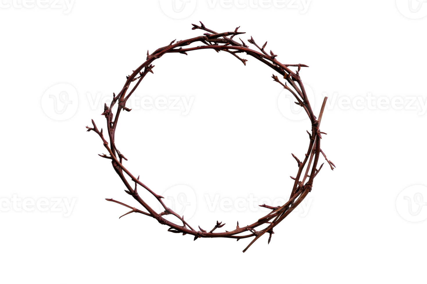 Thorns circle, rustic wreath frame, branches background, cut out transparent png