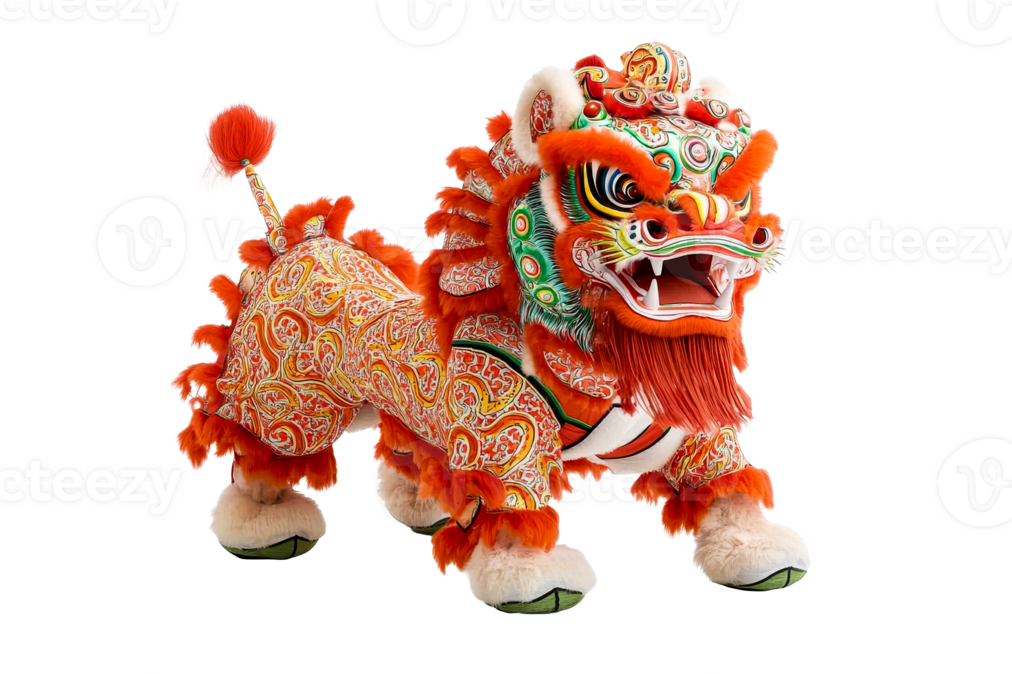 Chinese New Year Lion Dance Costume, Traditional Celebration, cut out transparent png