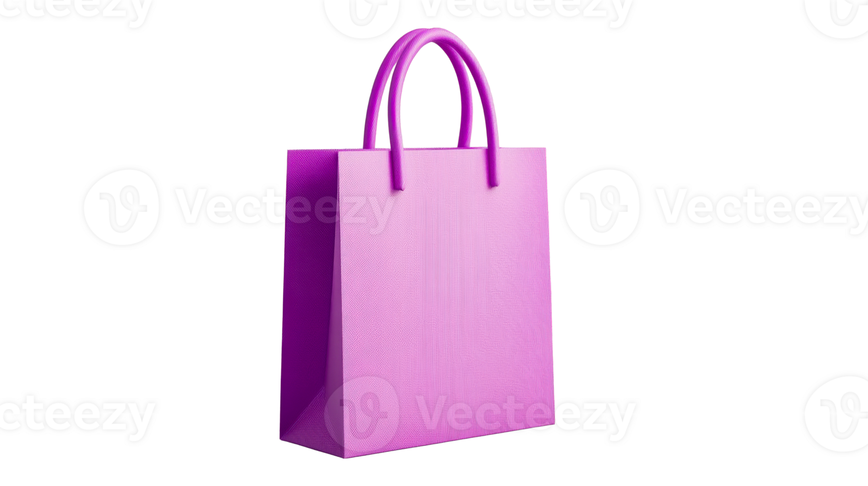 Isolated vibrant pink shopping bag against black backdrop, cut out transparent png