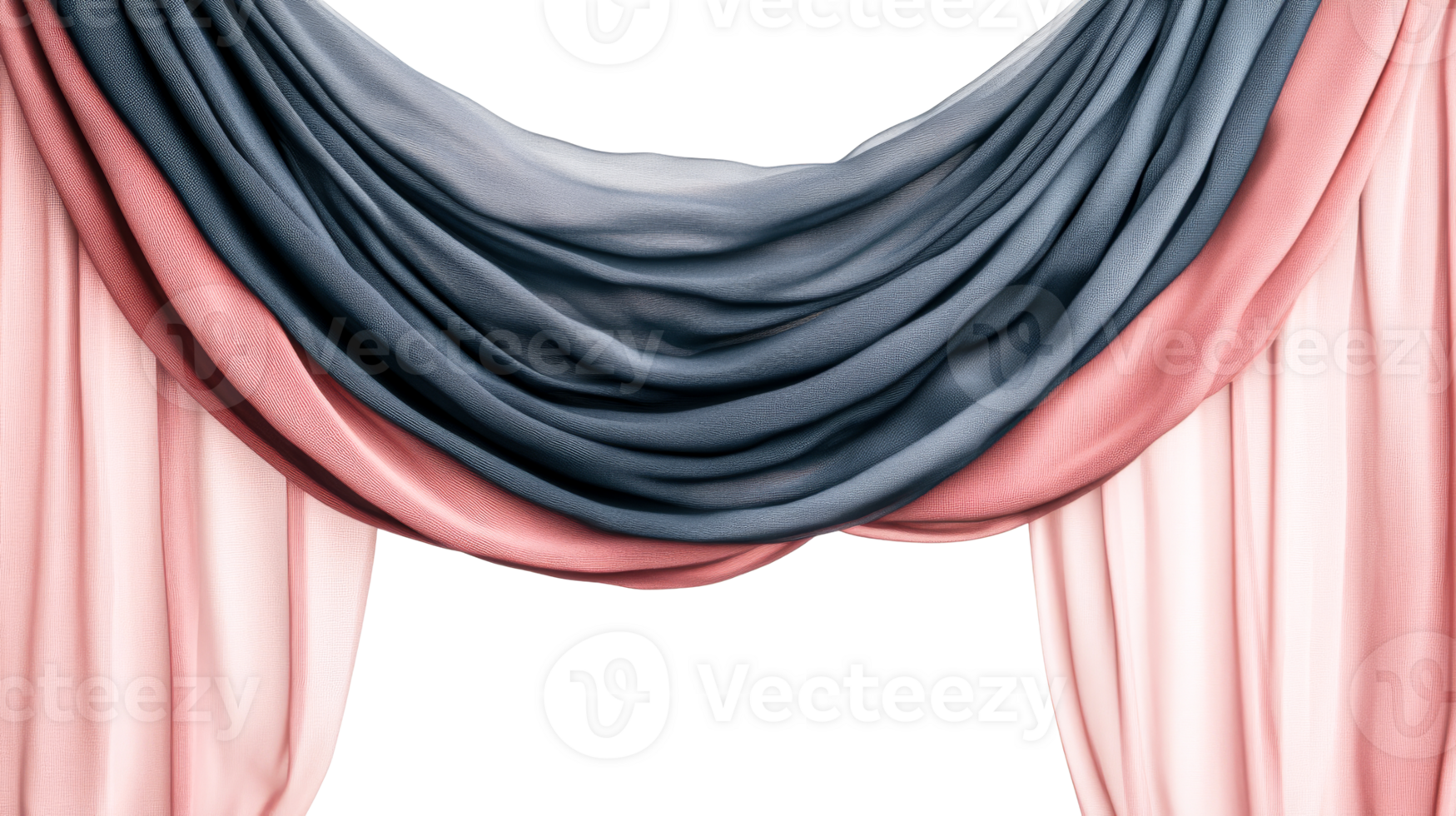 Elegant layered draping in pink and blue, textured backdrop, cut out transparent png