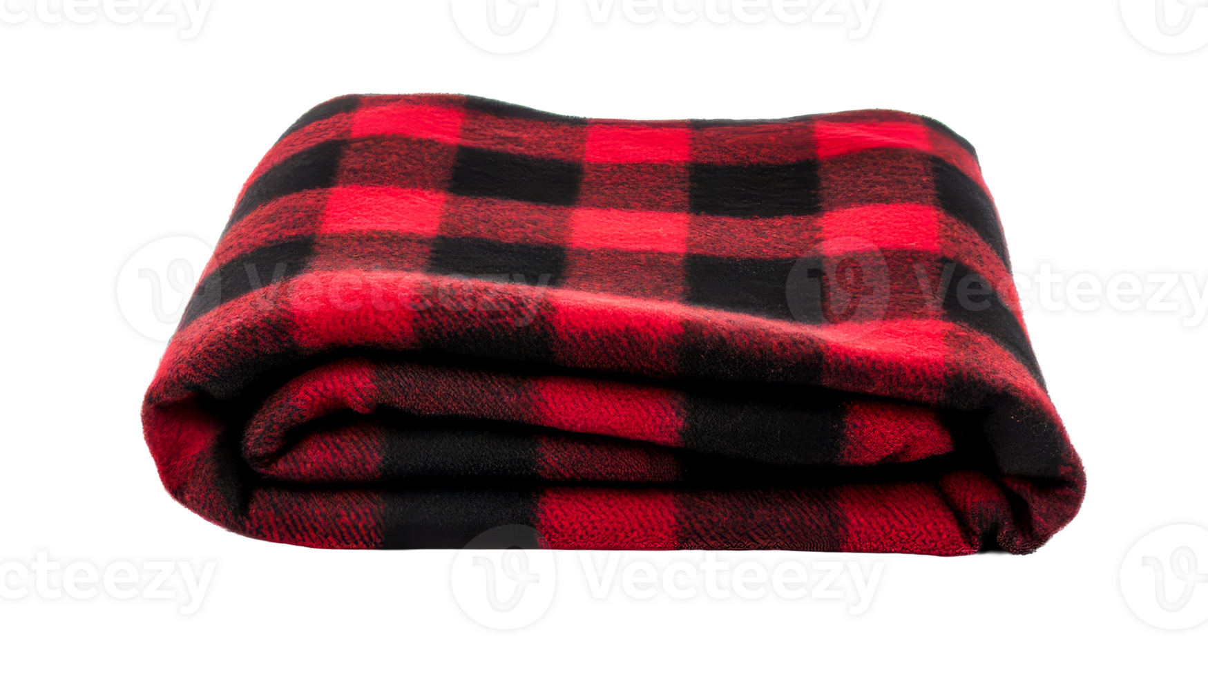 Red and black flannel plaid blanket folded, cozy, soft, cut out transparent png