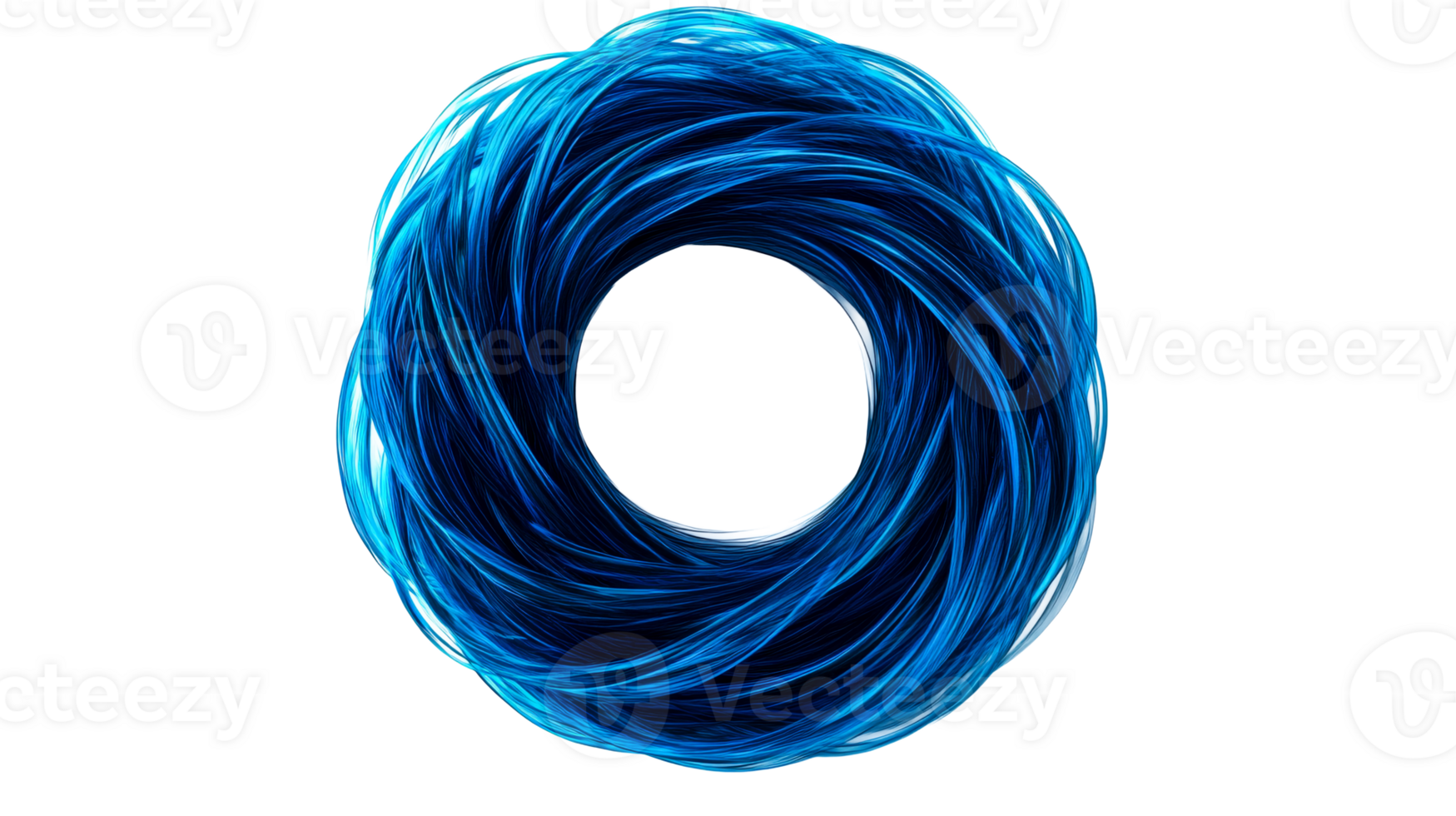 Abstract vibrant blue swirl design element, cut out transparent png