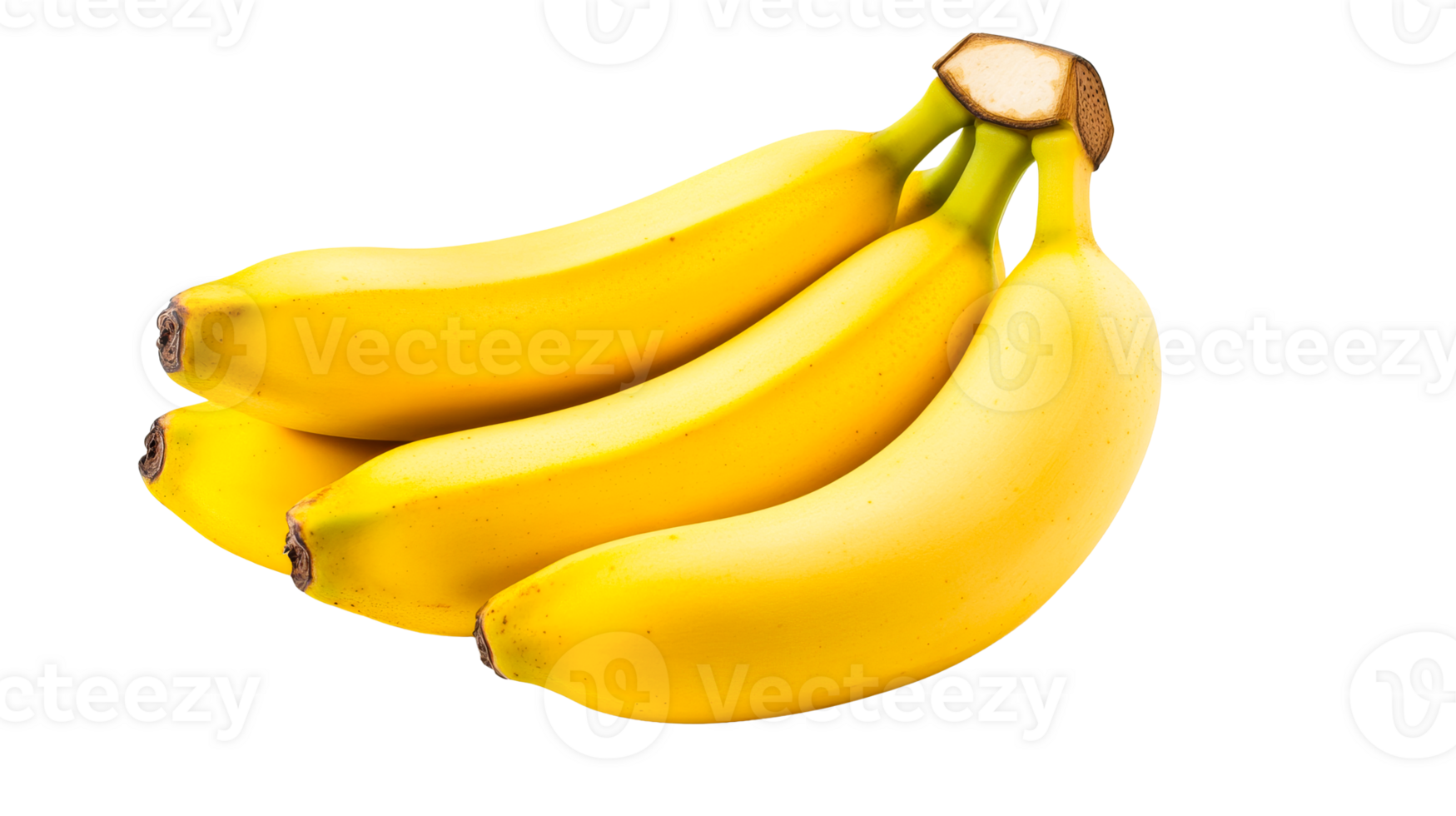 Ripe yellow bananas in bunch close-up, nutritious fruit, cut out transparent png
