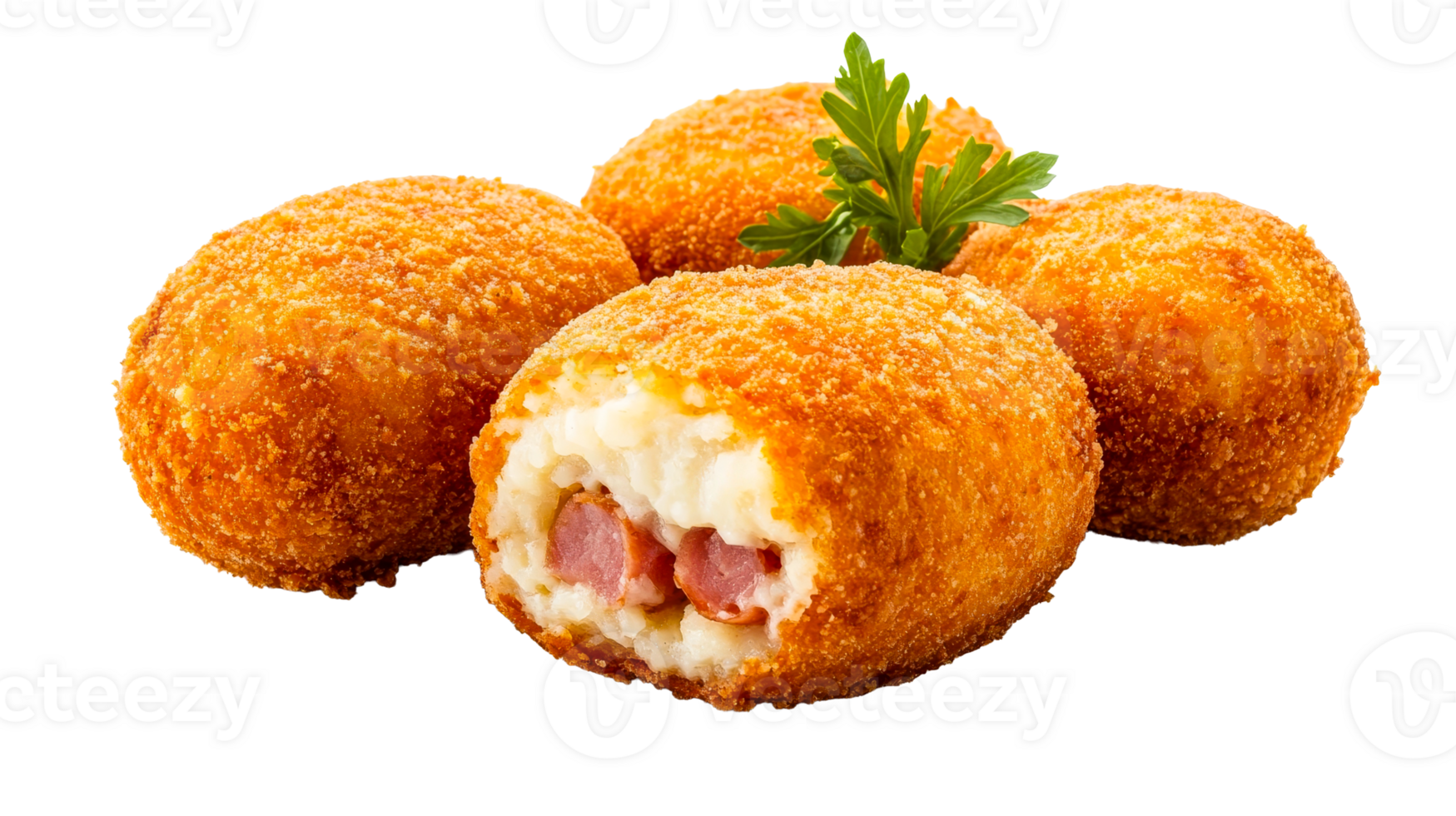 Delicious fried mashed potato balls with filling, cut out transparent png
