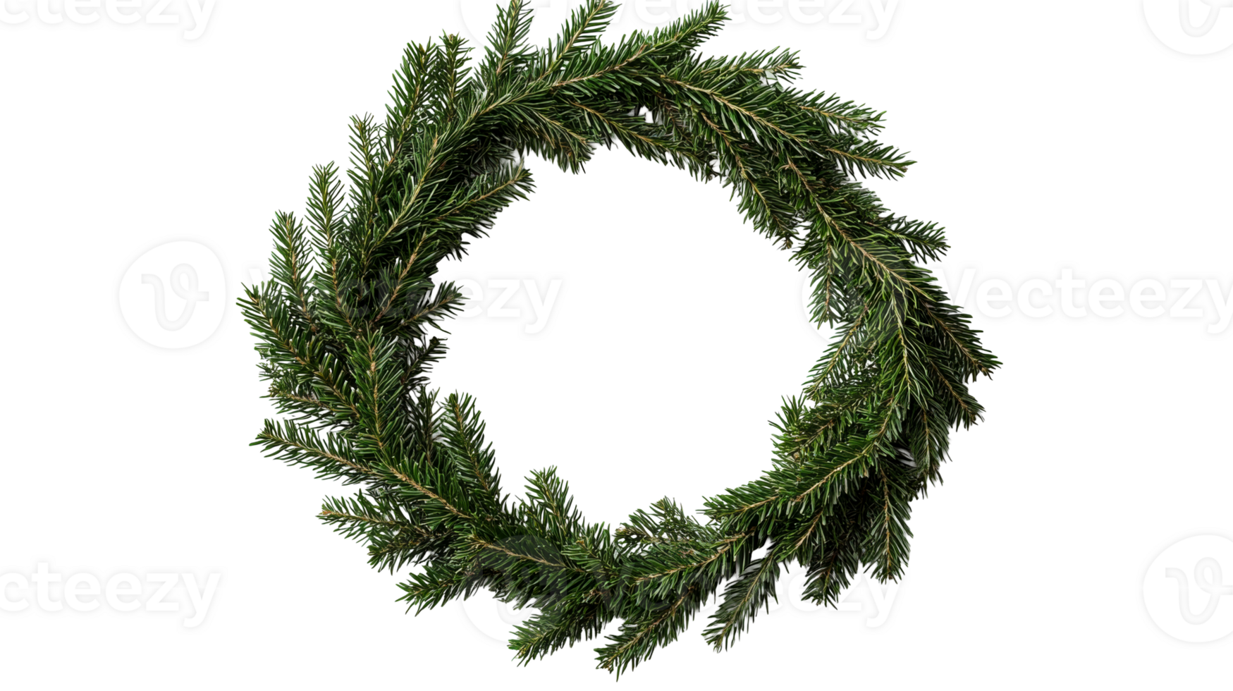 Evergreen Fir Wreath, Festive Greenery Decoration, Holiday, cut out transparent png