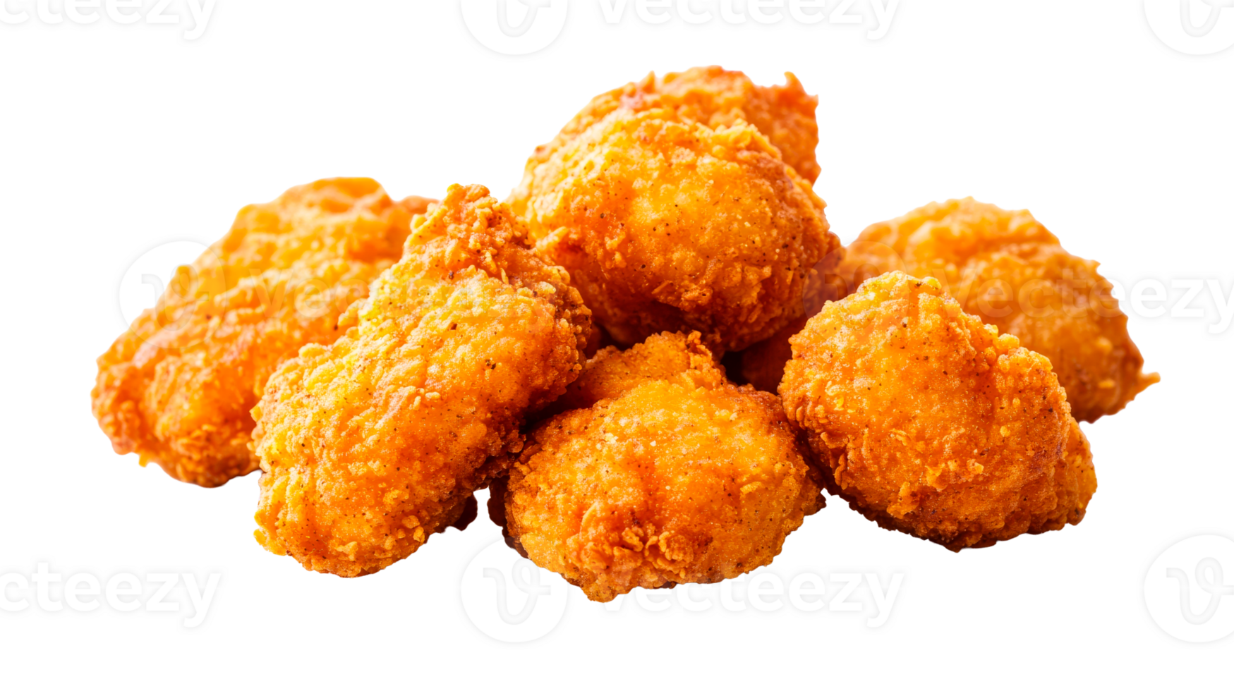 Heap of crispy fried chicken nuggets, golden brown, delicious, cut out transparent png