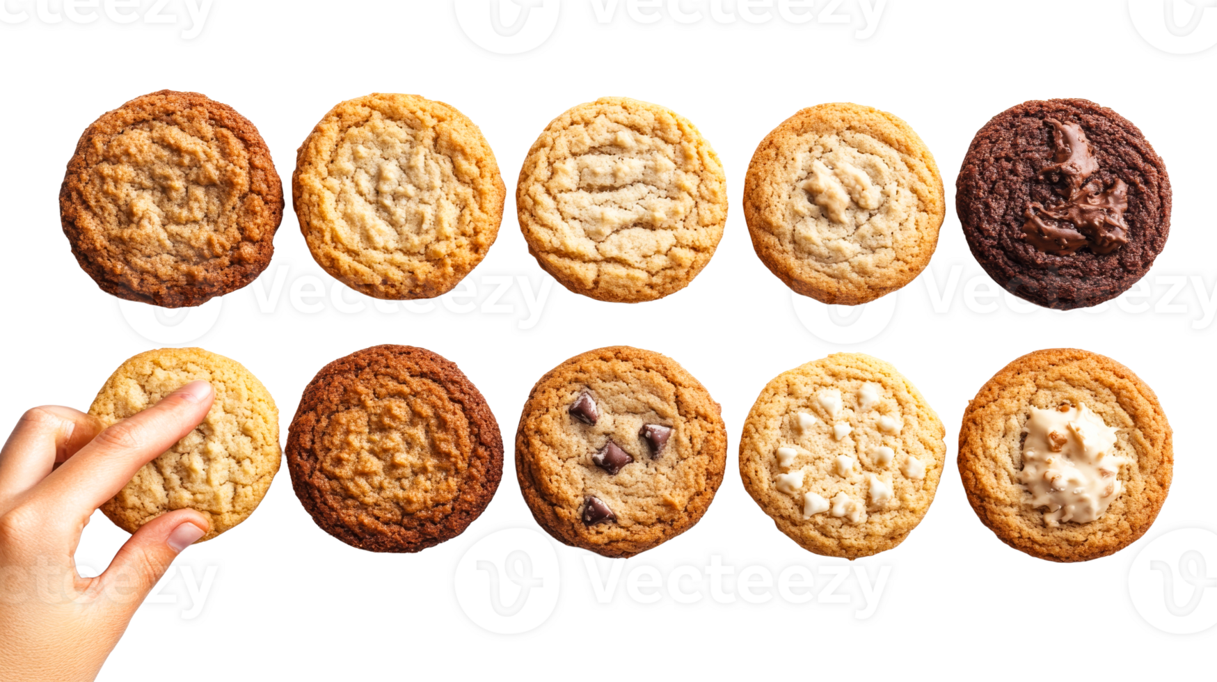 Assorted baked cookies, delicious variety, tempting treats , cut out transparent png