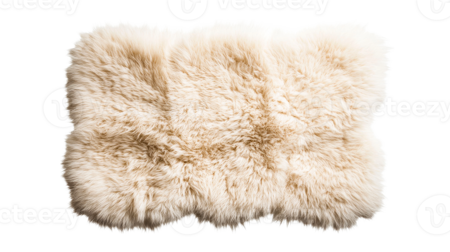 Fluffy light sheepskin rug, comfortable, soft, warm, cut out transparent png