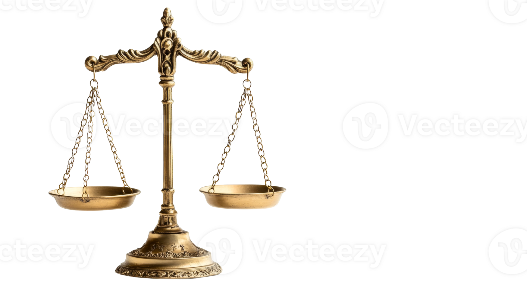 Elegant golden scales of justice, symbol of fairness, cut out transparent png