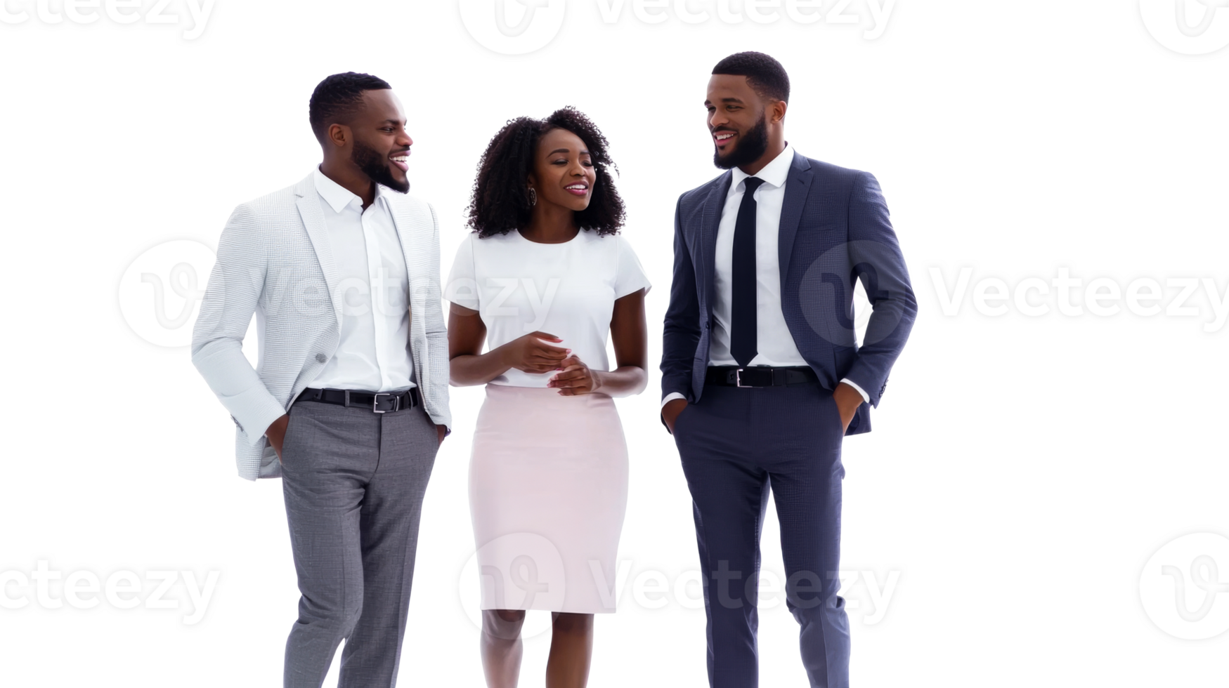 Business team talking, isolated on transparent background, cut out transparent png