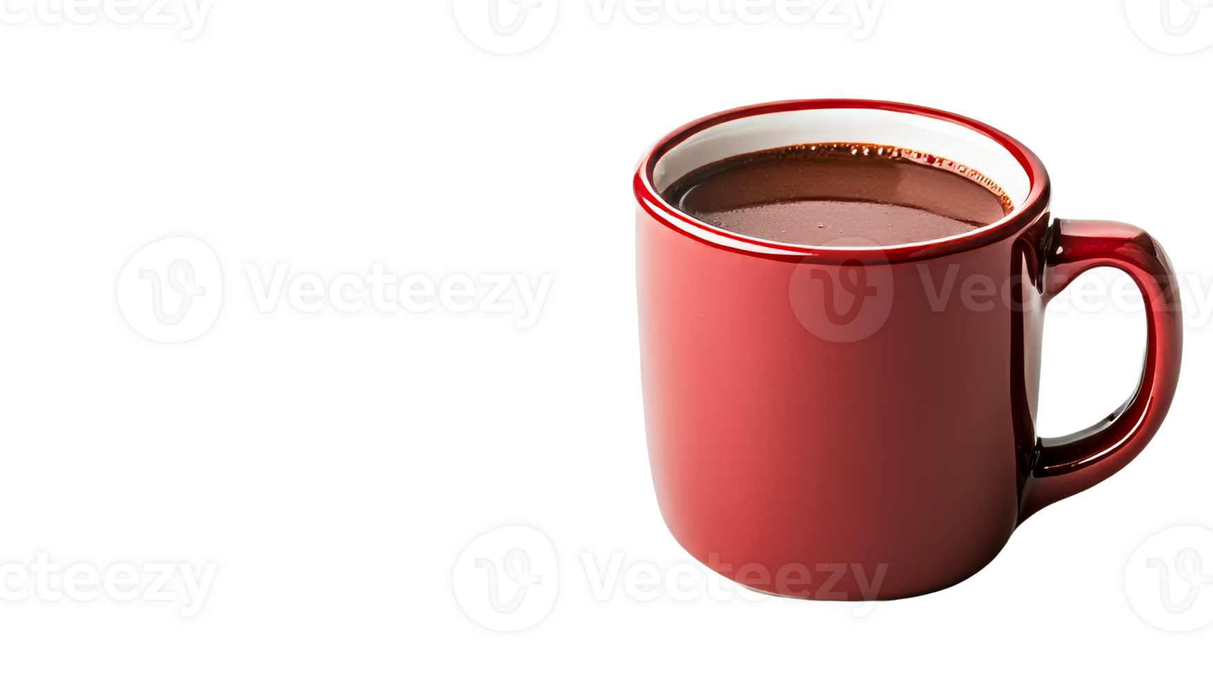 A mug of hot cocoa on a dark background, cut out transparent png