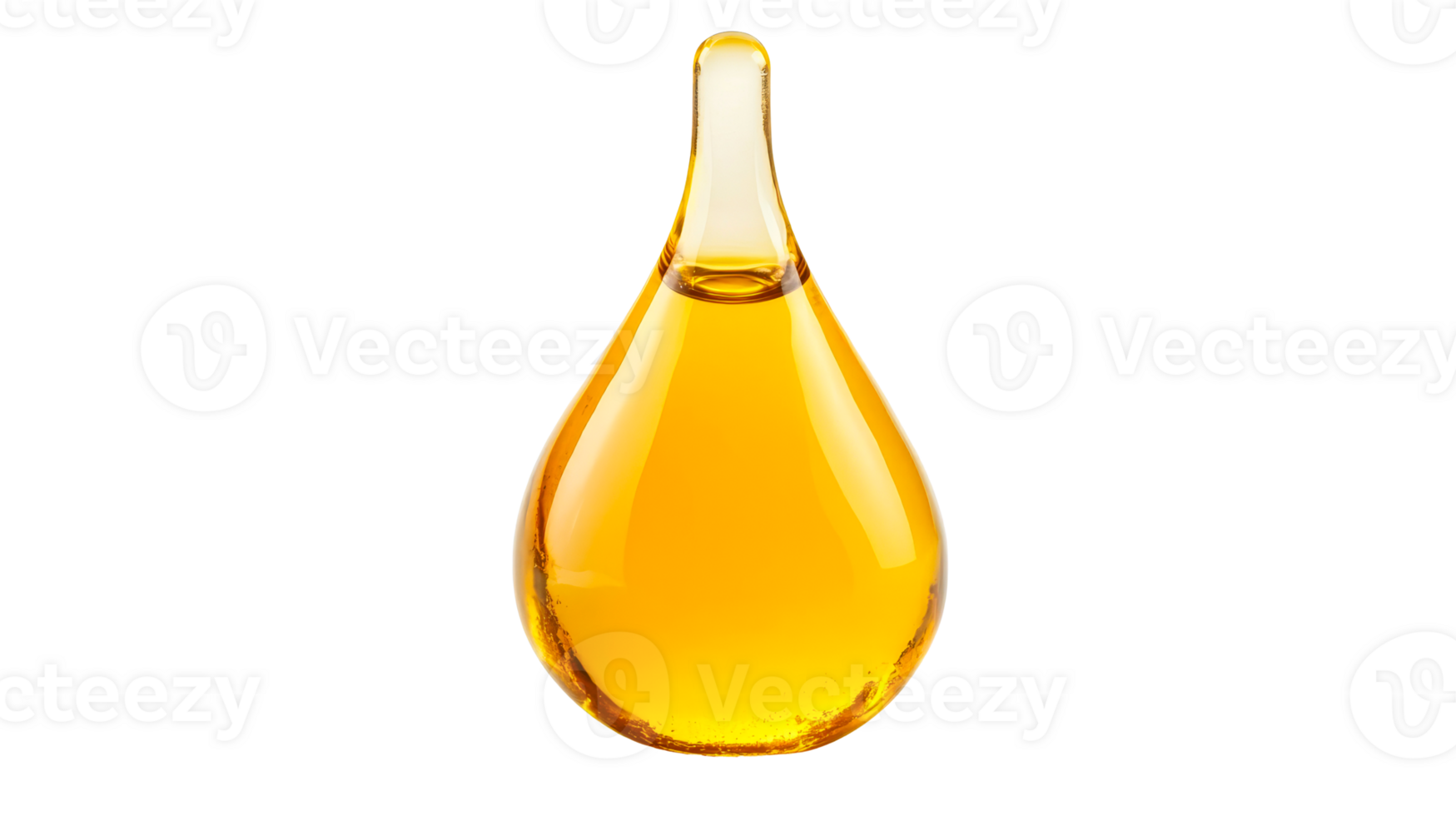 Golden liquid drop close-up, viscous fluid, transparent, cut out transparent png