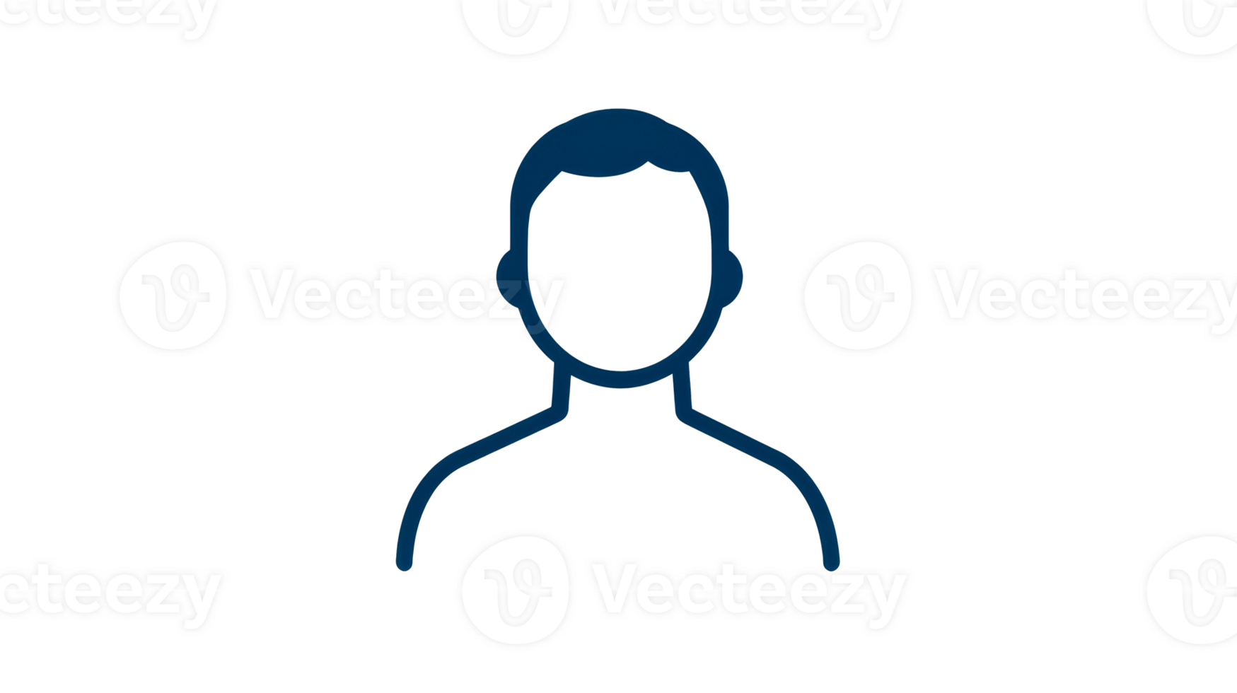 Male silhouette outline with hair, anonymous person icon, cut out transparent png
