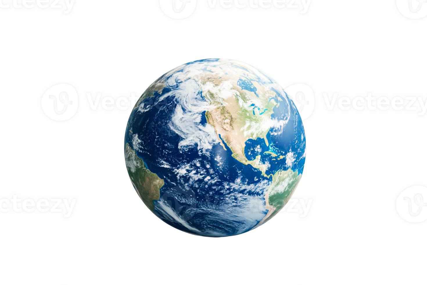 Earth, world view from space, atmosphere, clouds, continents, cut out transparent png