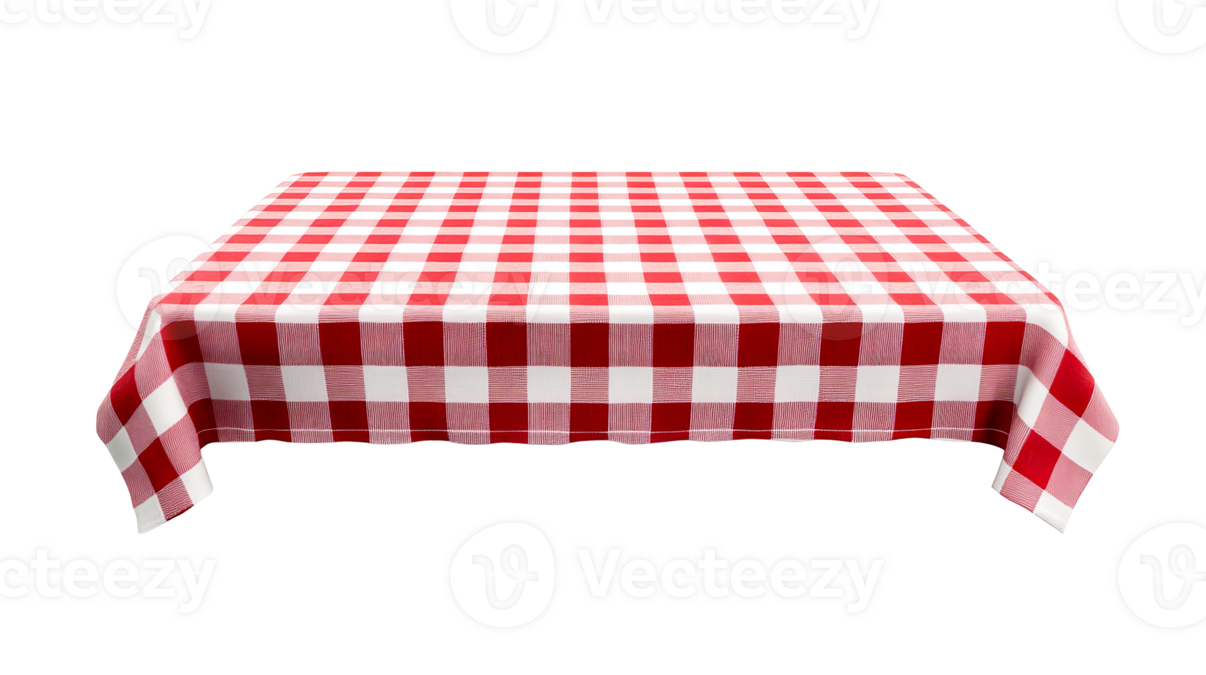 Red and white checkered tablecloth, tablecloth texture, fabric, isolated, cut out transparent png