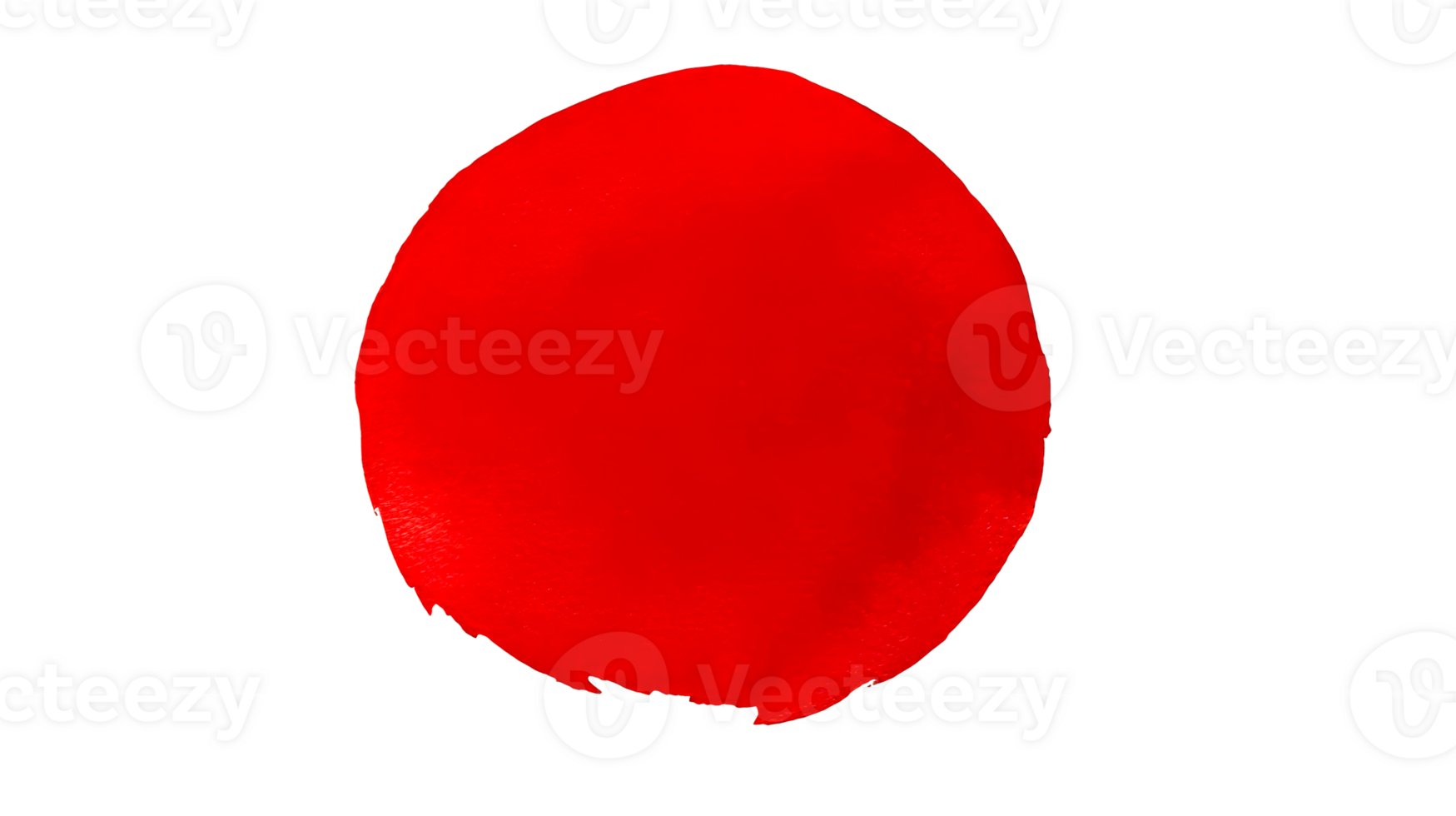 Red blot oval shape vivid saturated paint stain, cut out transparent png