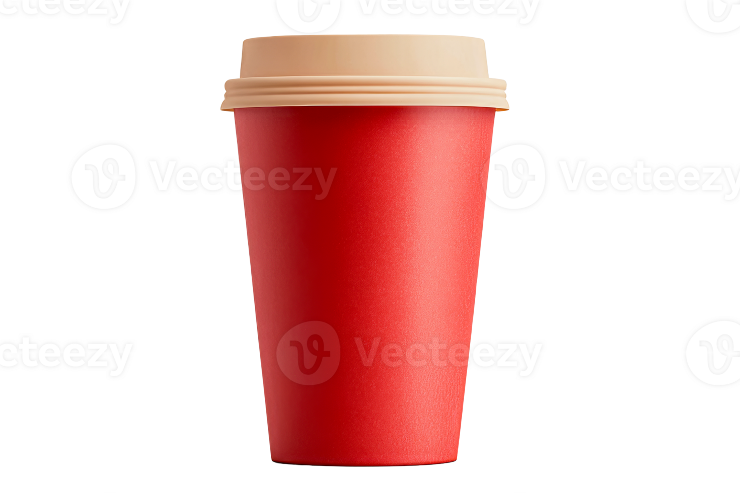 Red takeout coffee cup with a lid, cut out transparent png