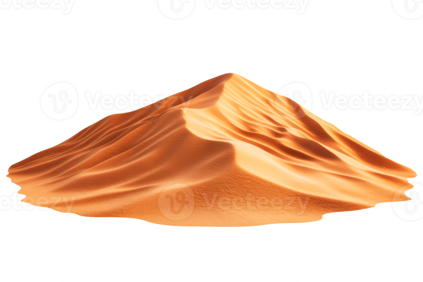 Desert sand dune, isolated, sandy ground, rendered, orange, cut out transparent png