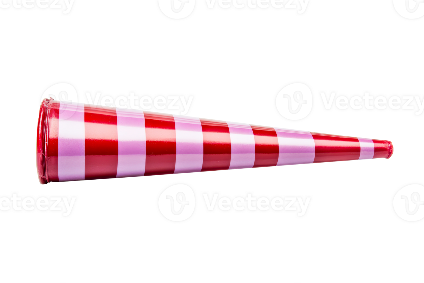 Red and pink striped party horn noisemaker, cut out transparent png