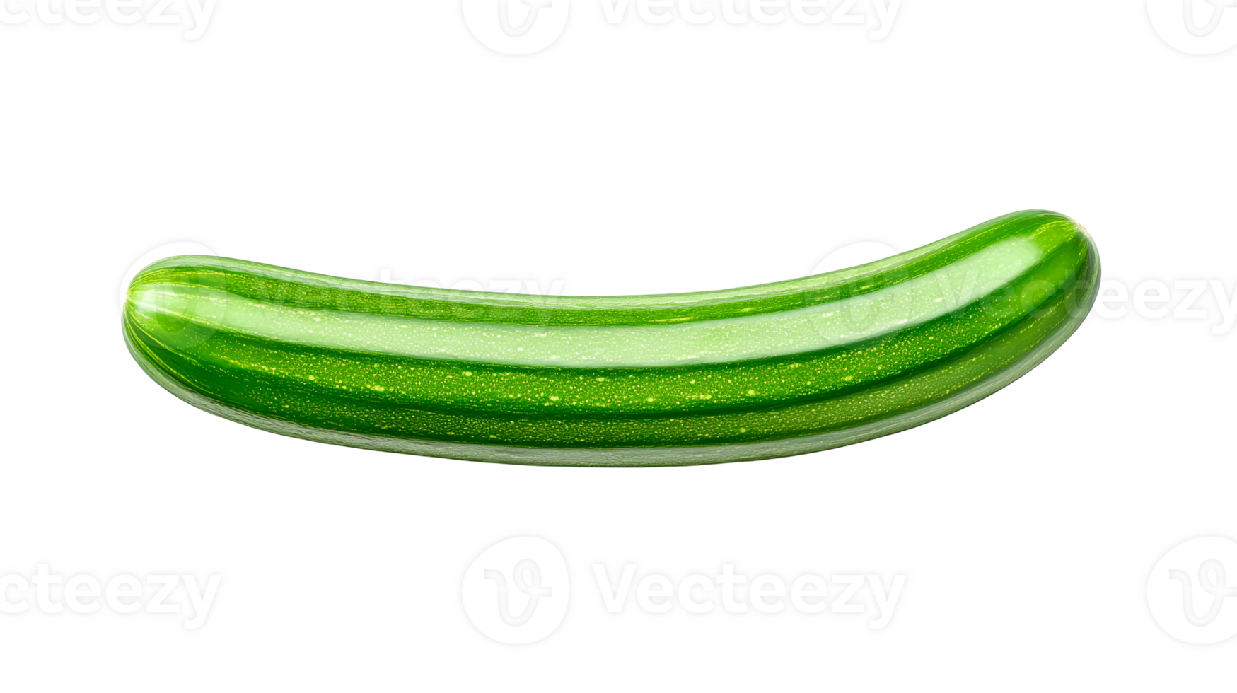 Fresh green striped zucchini isolated on black background, cut out transparent png