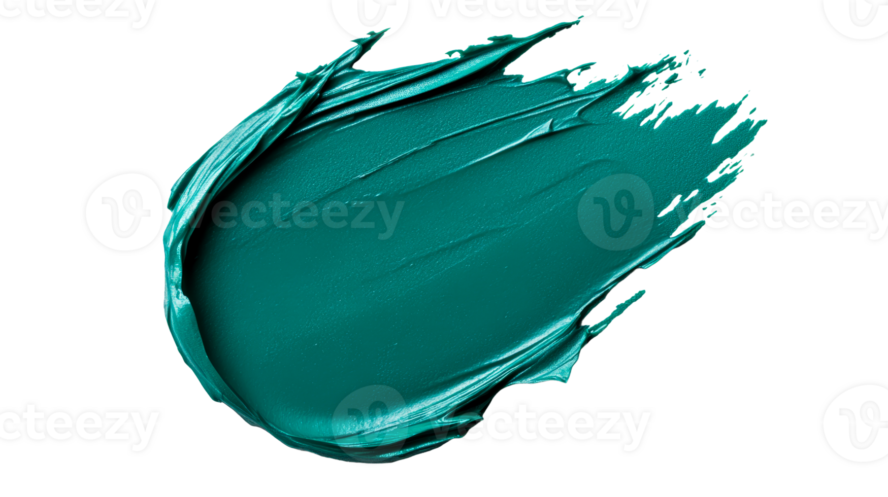 Teal paint stroke with smooth texture and visible lines, cut out transparent png