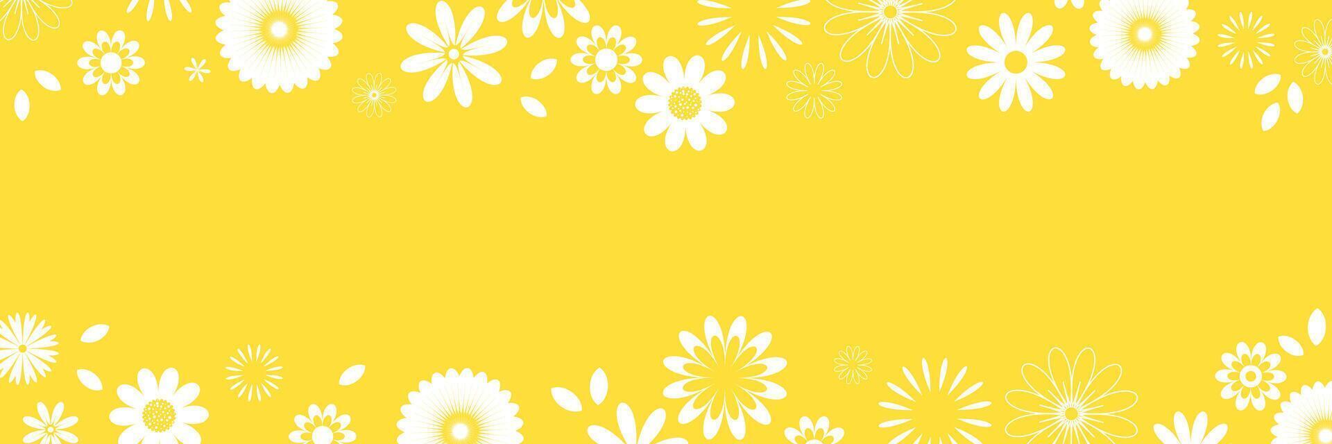 Bright yellow floral template with copy space vector