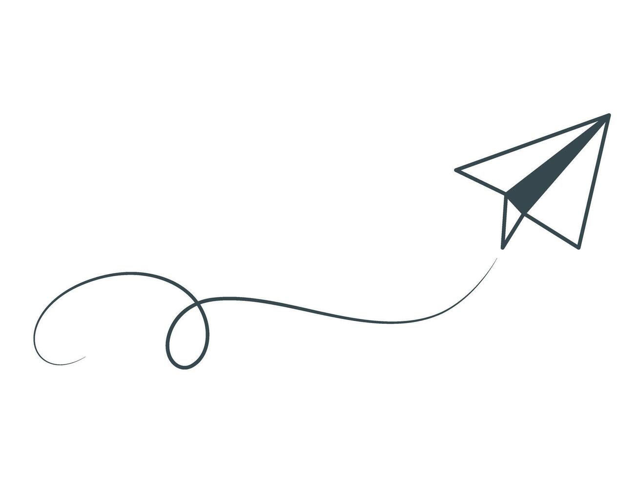 Paper airplane with trajectory motion doodle sketch style illustration vector