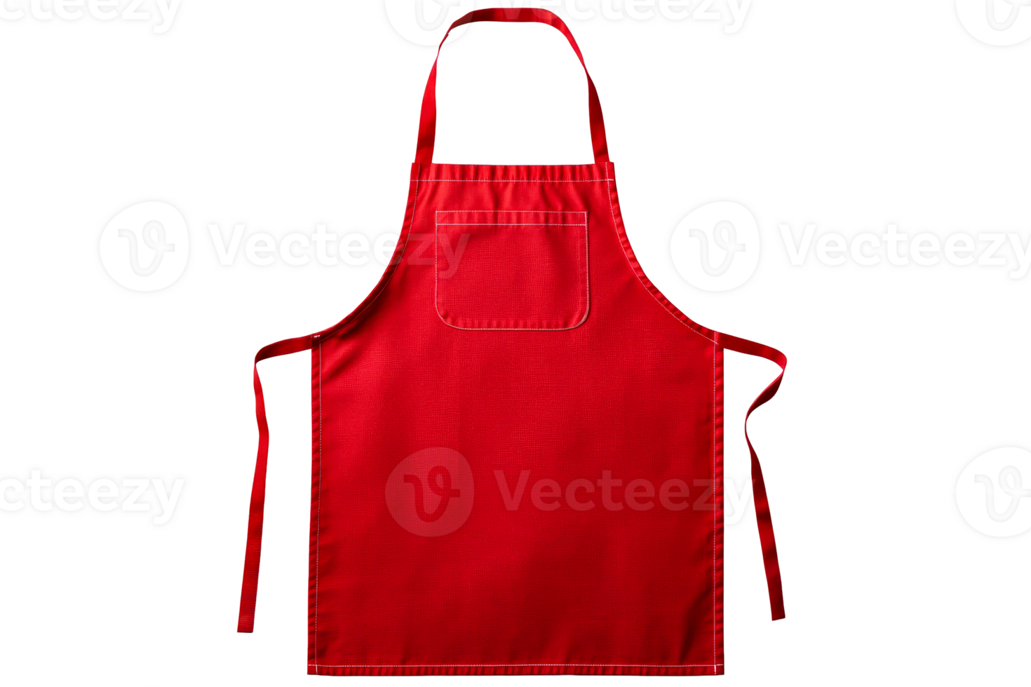 Red apron with pocket and ties, chef or cooking concept, cut out transparent png