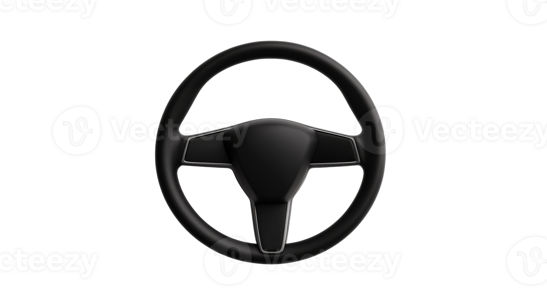 Automotive black steering wheel modern design, cut out transparent png