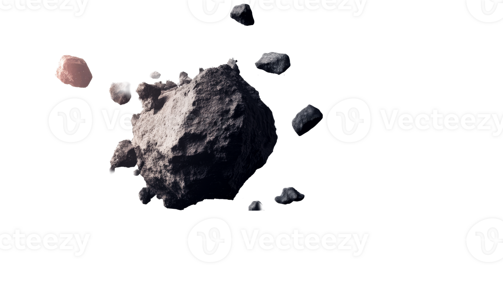 Asteroid cluster in deep space, astronomy, space, planetesimals, cut out transparent png
