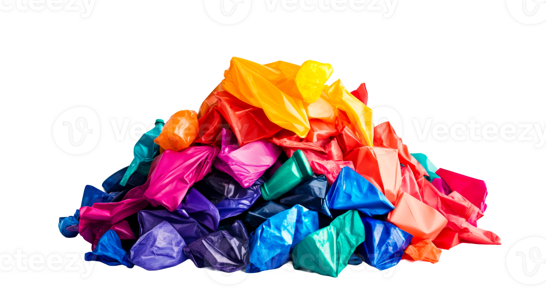 Pile of colorful wrappers, isolated on black, cut out transparent png