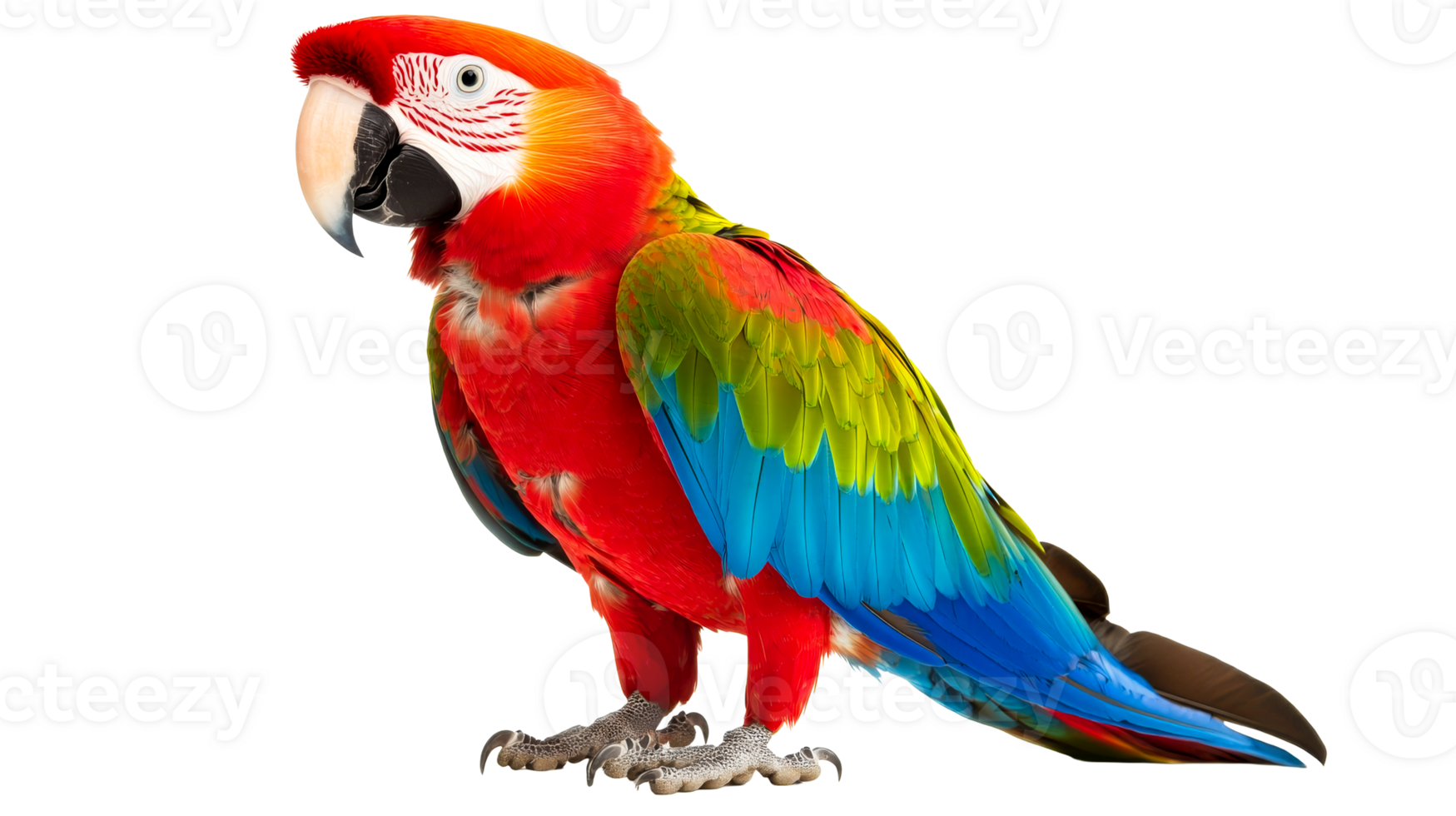 Scarlet Macaw parrot bird, vivid plumage, detailed feathering, cut out transparent png