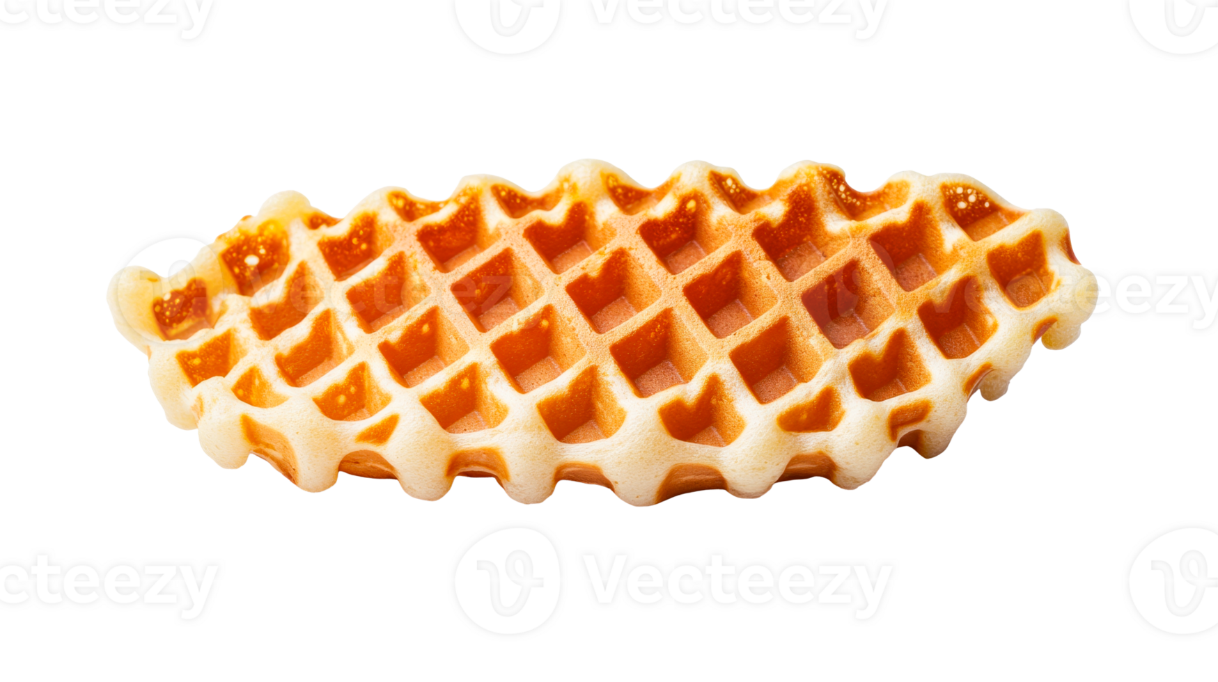 Crispy Liege waffle with golden crust, ready for breakfast, cut out transparent png