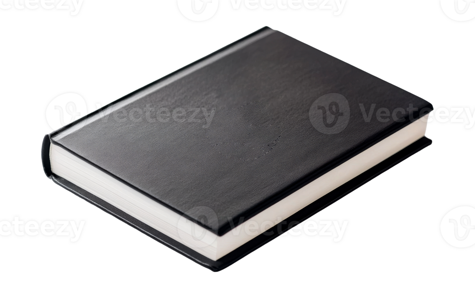 Black book with textured cover, study object ,cut out transparent png