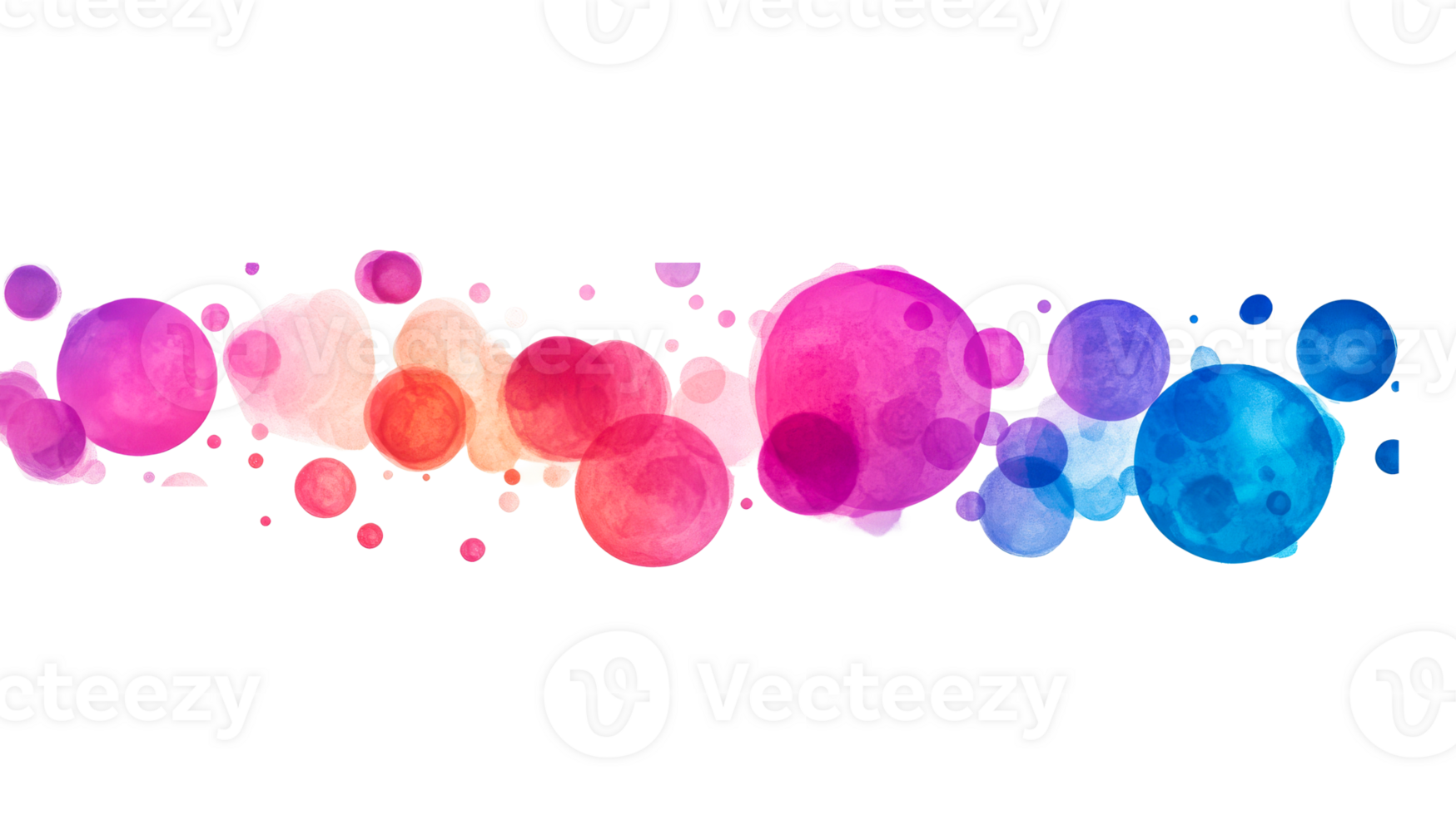 Watercolor blotches in a rainbow gradient on black, cut out transparent png