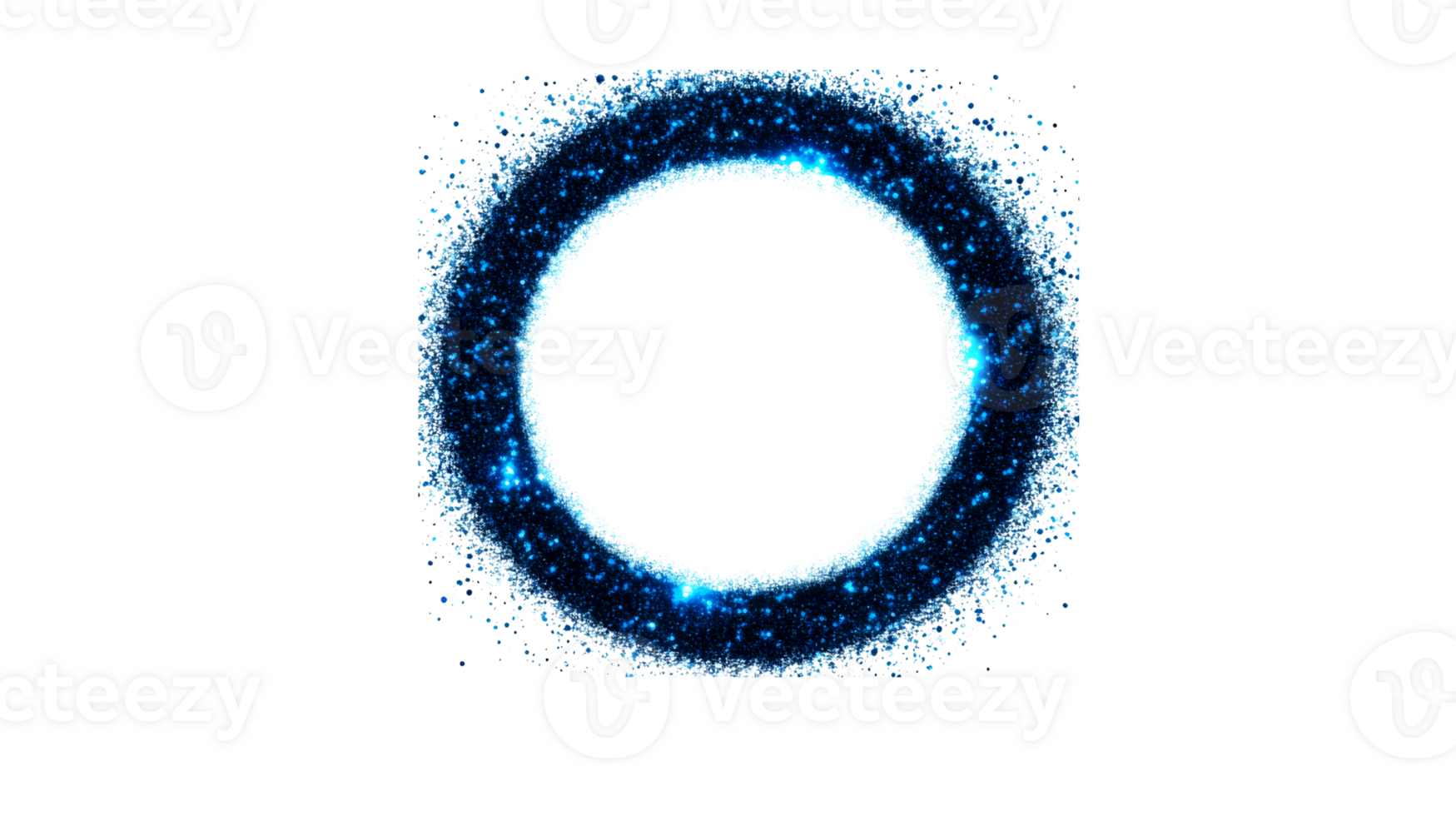 Sparkling blue circle frame design element, cut out transparent png